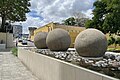 Diquis stone spheres at the main entrance of Costa Rica's new Legislative Assembly building, San José