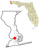 Location in Escambia County and the state of Florida