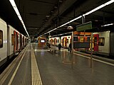 The lower-level platform of the Llobregat–Anoia Line station.