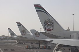 Planes belonging to Etihad Airways at Zayed International Airport