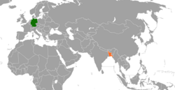 Map indicating locations of Germany and Bangladesh