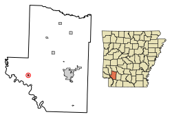 Location of McNab in Hempstead County, Arkansas.