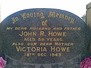 Gravestone memorial for Jack Howe in Blackall cemetery