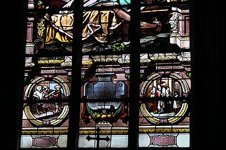 19-century tympanum window with some glass from 16th c. (bottom)