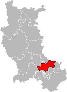 Situation of the canton of Sorbiers in the department of Loire