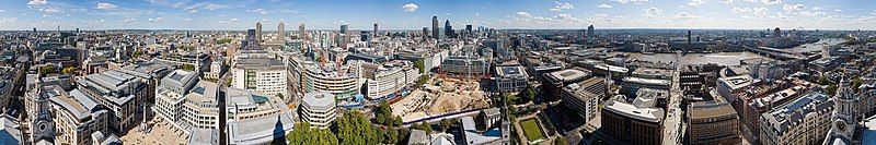 Panorama of modern London, taken from the Golden Gallery of St Paul's Cathedral. See Panorama of London for more panoramic images.