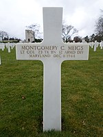 Grave marker of Lt. Col Meigs, commander of the 23rd Tank Bn., 12th AD, Lorraine American Cemetery, Saint-Avold, Departement de la Moselle, Lorraine, France. Photo courtesy of Command Sergeant Major Dwight "Andy" Anderson (ret), American Battle Monuments Commission.