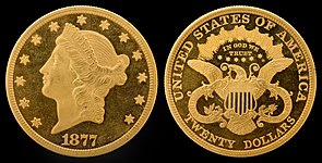 1877 Liberty Head double eagle (Type III reverse) (1877–1907) First year of issue