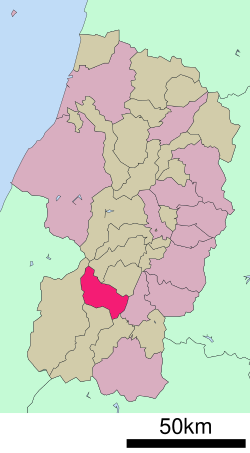 Location of Nagai in Yamagata Prefecture