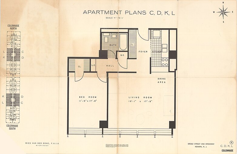 Newark Colonnade - plan of typical floor