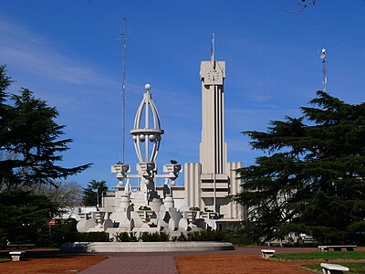 Palacio Municipal and fountain in Laprida (Buenos Aires), Argentina