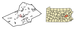Location of Minersville in Schuylkill County, Pennsylvania.
