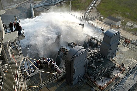 Sound suppression system of the Mobile Launcher Platform, by NASA