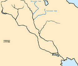 Situation du Grand Zab (Grosser Zab) sur la carte.