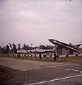 台南空軍基地門口擺放已除役的MGM-1屠牛士飛彈及F-86軍刀戰鬥機、F-84雷霆戰鬥機，攝於1974年12月1日