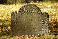 Slate gravestone of Josiah Leavitt (1679–1717), Hingham Center Cemetery, Hingham, Plymouth County, Massachusetts