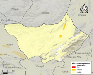 Carte des zones d'aléa retrait-gonflement des argiles.