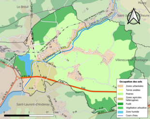 Carte en couleurs présentant l'occupation des sols.