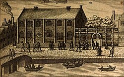 The academy building of Leiden University in 1614.