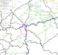 Plan des lignes autour de Namur.