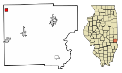 Location of Westfield in Clark County, Illinois.