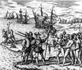 Image 48Christopher Columbus landing on the island of Hispaniola in 1492. (from History of Haiti)