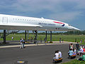 A preserved ex-British Airways Concorde at Filton Airfield. The plane has since been moved to Aerospace Bristol, where it can be accessed by the public.