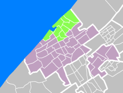 Map of The Hague, Scheveningen marked green