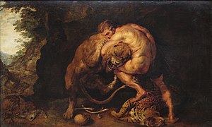 Hercules fight with the Nemeean lion by Pieter Paul Rubens