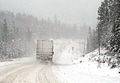 Winter can pose serious driving hazards along Hwy 11 (near Temagami).