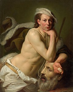 Self-portrait as David with the head of Goliath, at and by Johann Zoffany