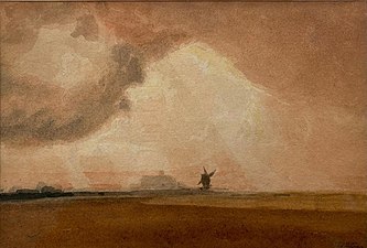 Windmill, Norfolk. Watercolour (10 cm x 15 cm), private collection.