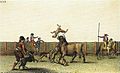 Spanish Alano dogs, bull-fighting scene, circa 1795