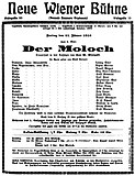 Анонс прем'єри «Молоха», Відень 21 січня 1910.