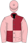 Maroon and pink (quartered), pink sleeves and cap