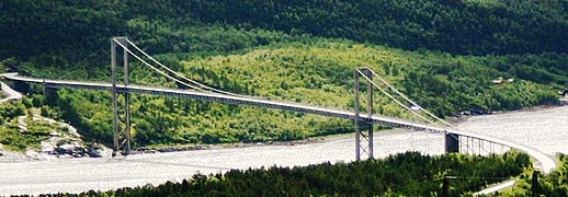 The Rombak Bridge is a suspension bridge over the fjord