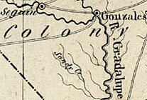 Map of Sandy Creek, Texas (present-day Leesville) in 1839