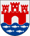 Château fort et harengs sur le blason de Skanör med Falsterbo.