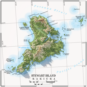 Carte topographique de l'ile Stewart.