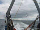 Trawling in the rain near North Hoyle wind farm.