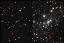 제임스 웹 최초의 딥 필드(왼쪽: MIRI, 오른쪽: NIRCam)