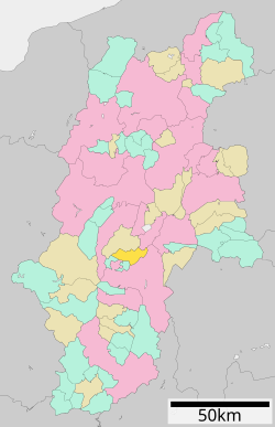 Location of Minowa in Nagano Prefecture
