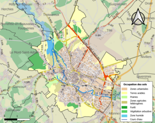 Carte en couleurs présentant l'occupation des sols.