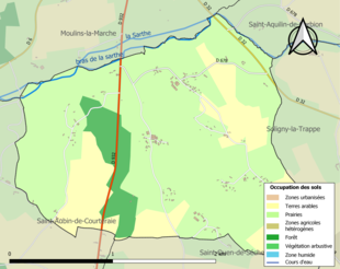 Carte en couleurs présentant l'occupation des sols.