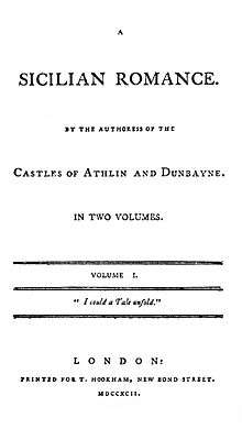 Title page to the 1792 edition of "A Sicilian Romance"