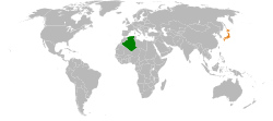 AlgeriaとJapanの位置を示した地図