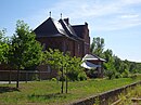 Bahnhof Prenzlau Vorstadt, bestehend aus Empfangsgebäude mit Gaststättenanbau, Güterboden mit Rampe, Toilettenhaus, Wohnhaus und Fahrzeugwaage