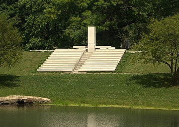 Blue Sky Mausoleum. Designed in 1928 by Frank Lloyd Wright for Darwin D. Martin. Constructed in 2004.