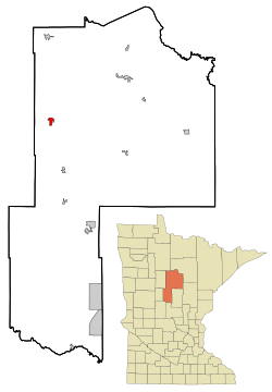 Location of Walker within Cass County and state of Minnesota