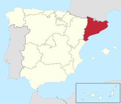 Map of Catalonia in Spain